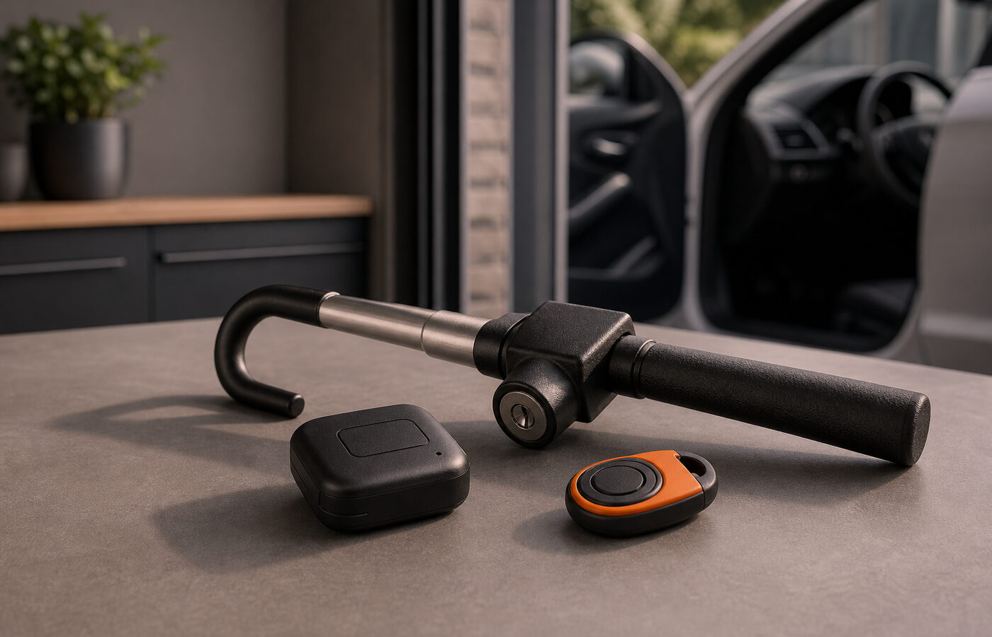 Leaseauto dossier met sleutel en telefoon
