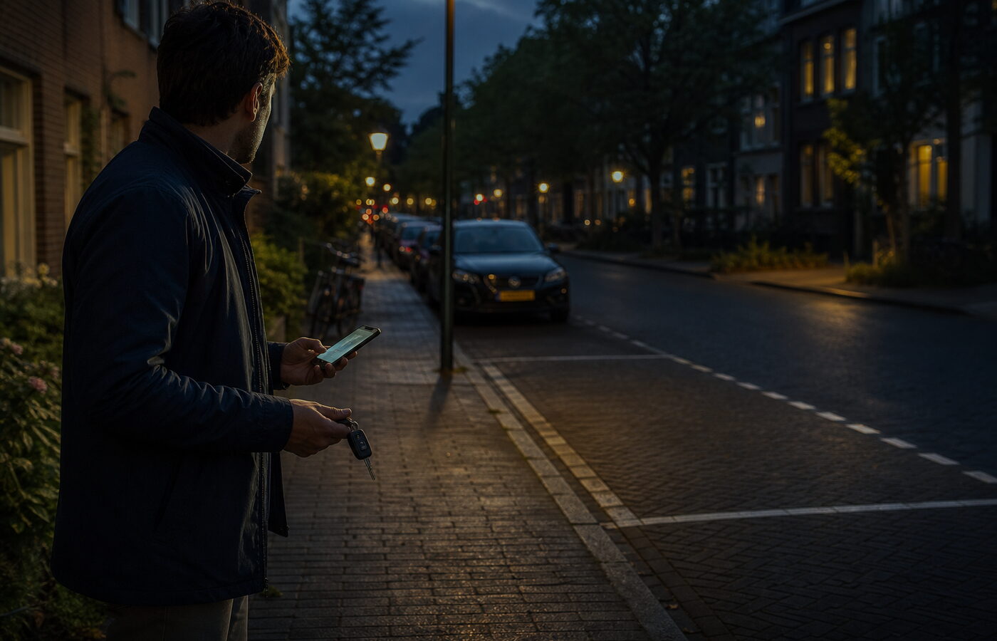 Beveiligingscamera bij parkeerplaats met notitie